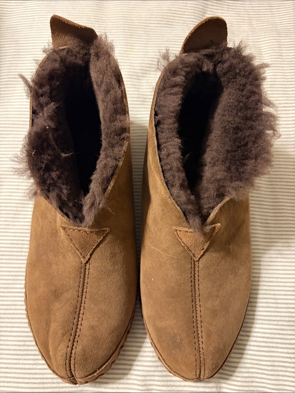L.L.Bean Wicked Good Boot Moc Slippers Suede Shearling Lined Brown 8M - Picture 4 of 8